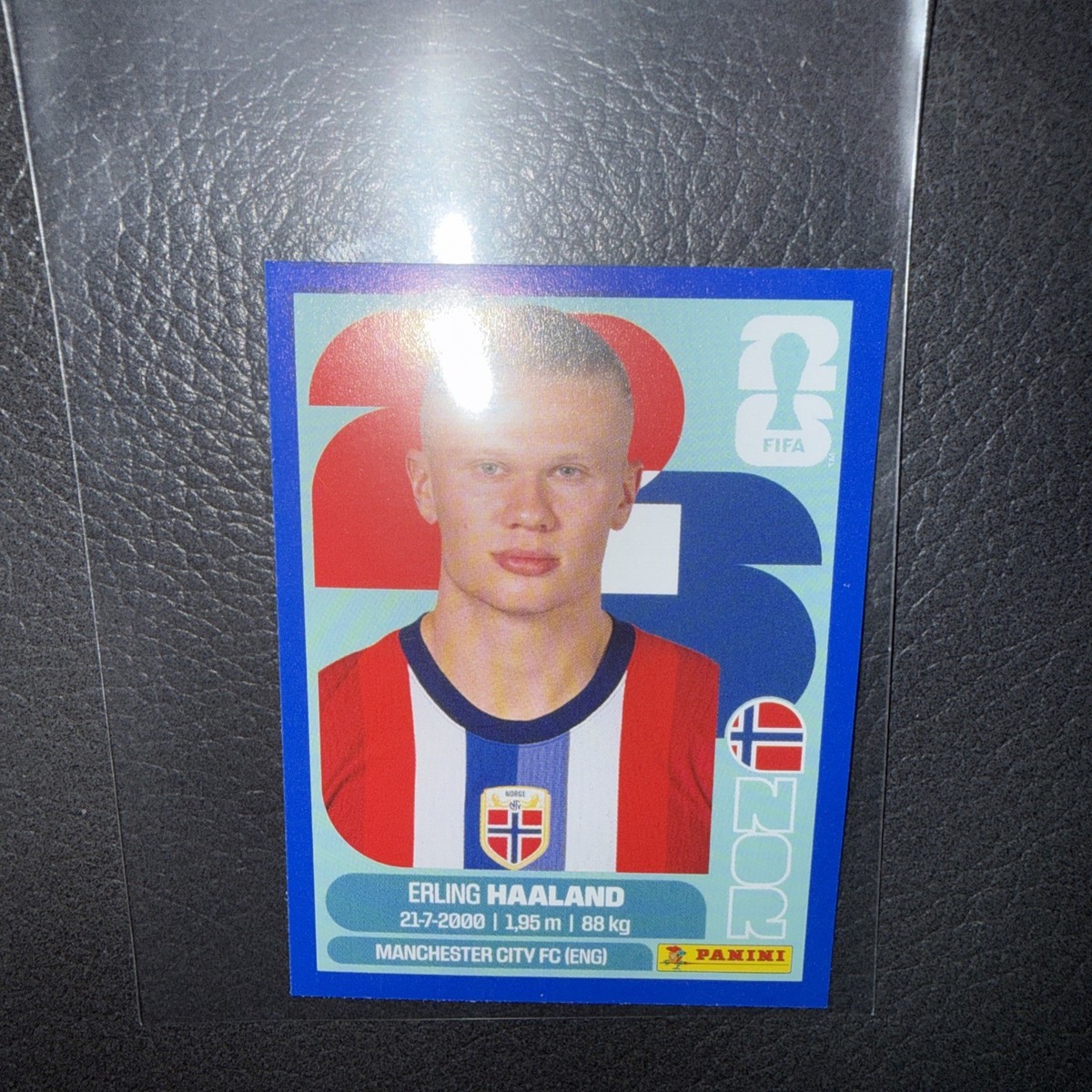 2026 Panini FIFA World Cup Sticker Erling Haaland Blue Parallel