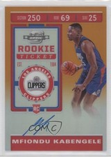 2019 Contenders Optic Rookie Ticket Orange Prizm /25 Mfiondu Kabengele Auto 12av