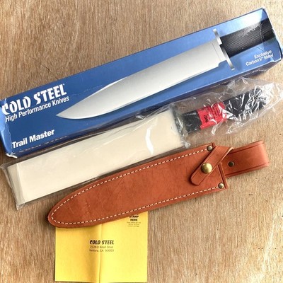 Cold Steel Trail Master Carbon V   New Old Stock with Rare Brown Leather Sheath
