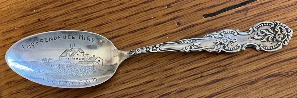 Cuchara de recuerdo de plata esterlina Independence Mine Victor Colorado X- MAS “97” Foto 3 de 4