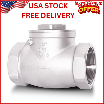 #ad 3quot; NPT Horizontal Check Valve Stainless Steel Non Return Swing Check Valve ... $138.99
