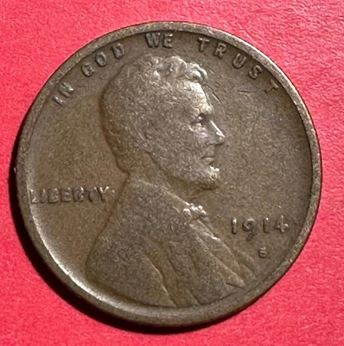 1914S US LINCOLN Cent! "San Francisco" Mint! VG+! Lower Mintage! Old US Coin!