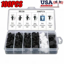 100pc + Box Bumper Clips Auto Car Hole Plastic Rivets Fastener Fender Push Pin