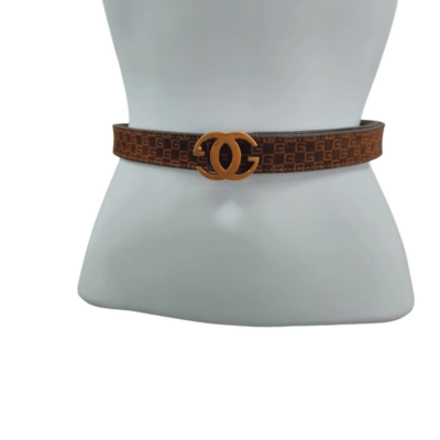 Rare Vintage Gucci Skinny Brown G Monogram Suede Belt with 24KT Gold-Plated Buck Gucci Women main image 4