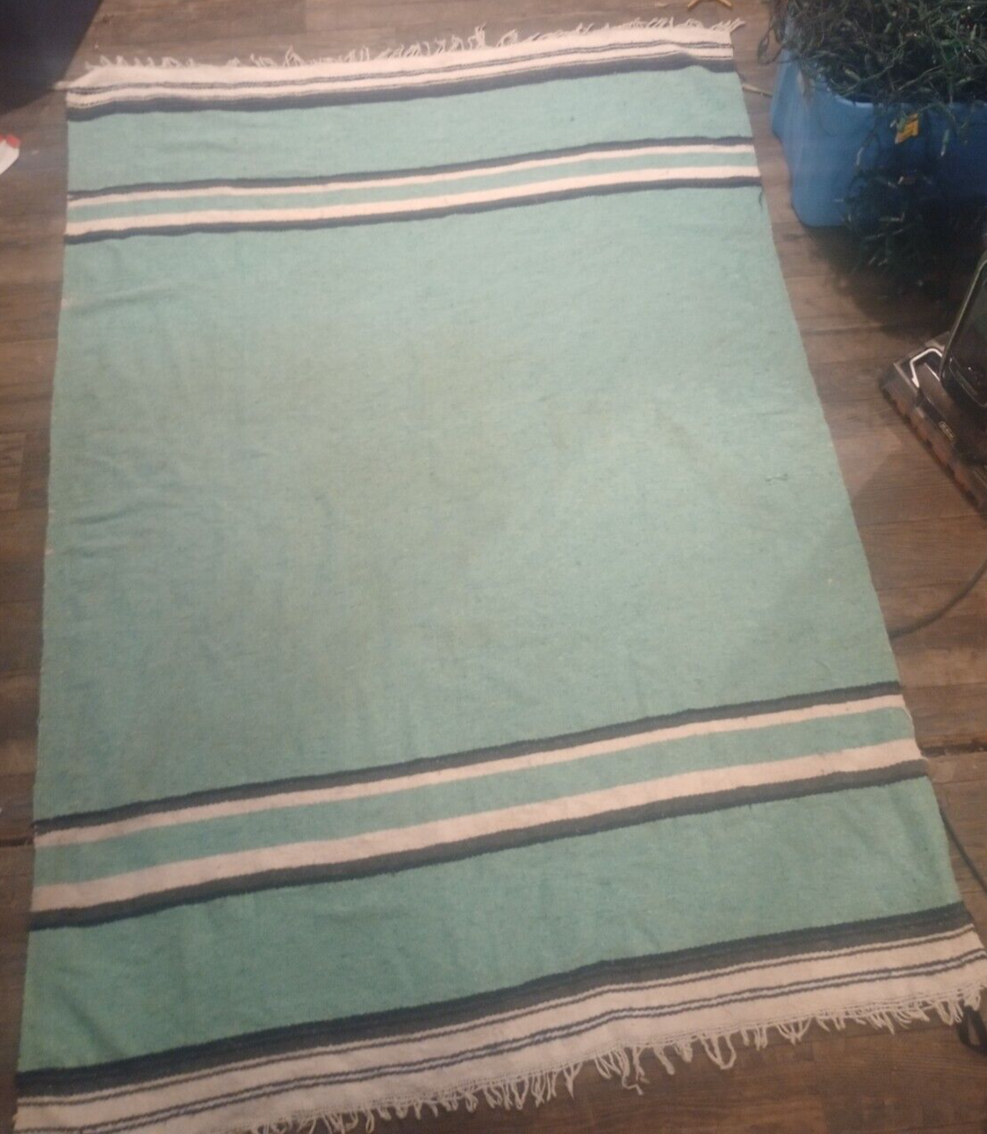 TIFFANY BLUE TURKISH COUCH THROW BLANKET LARGE WOOL