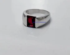 Natural Garnet Gemstone with 925 Sterling silver Ring for men's #332