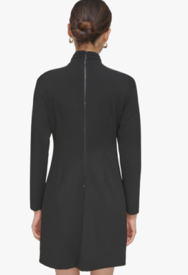 calvin klein women's long sleeve dress with tie neck detail Calvin Klein Long Sleeve with Neck Bow Black 8 at Amazon Women's Clothing store