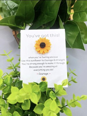 Sonnenblume Taschenumarmung Geschenk Medaille zur Ermutigung Angst