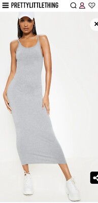 PrettyLittleThing Grey Tank Top Maxi Dress Size 12 | eBay