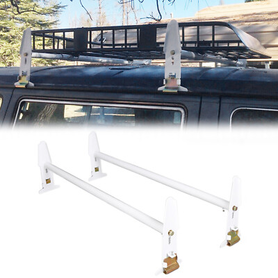 600LBS 77'' Van Roof Ladder Rack Adjustable Length For Chevy Ford GMC Express
