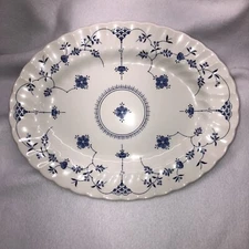Myott Finlandia Serving Platter Blue White 12.5” Staffordshire England 1982 READ