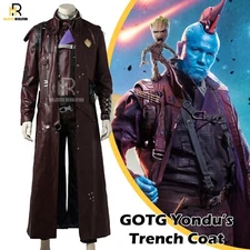 Guardians of the Galaxy Yondu Udonta's Maroon Leather Cosplay Costume Long Coat