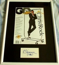 Chris Rock autograph signed index card framed with 2002 GQ magazine cover (JSA)