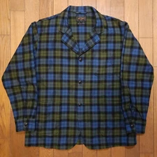 NWOT BEAMS Plus Japan Paisley Print Check Wool Camp Collar Jacket Medium