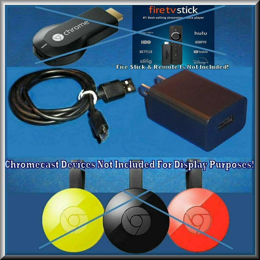 Power Supply Wall Charger 3' Cable FOR Chromecast Amazon Fire Streaming