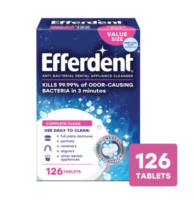Retainer & Denture Cleaner Tablets   Complete Clean Formula | 126 Count | Fresh