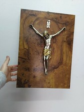 capezzale cristo in croce radica di noce argento placcato italsilver vintage