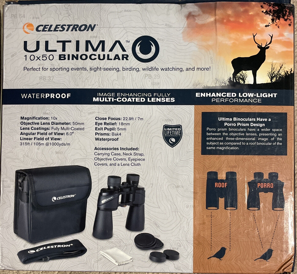 Celestron Ultima 10x50 Binoculars Waterproof & Fogproof Porro
