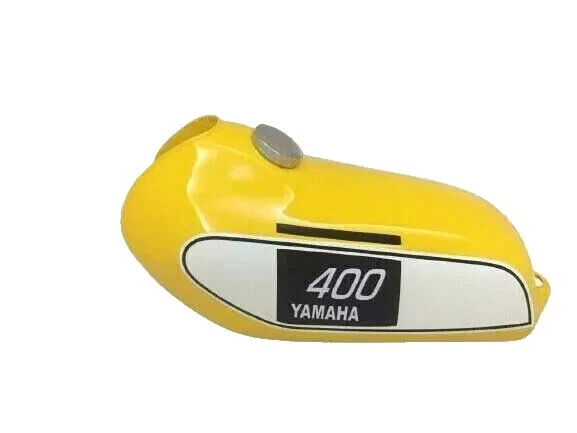 Yamaha 250 DT DT 400 Enduro amarillo pintado acero gasolina tanque y tapa 1975-77 Foto 3 de 4