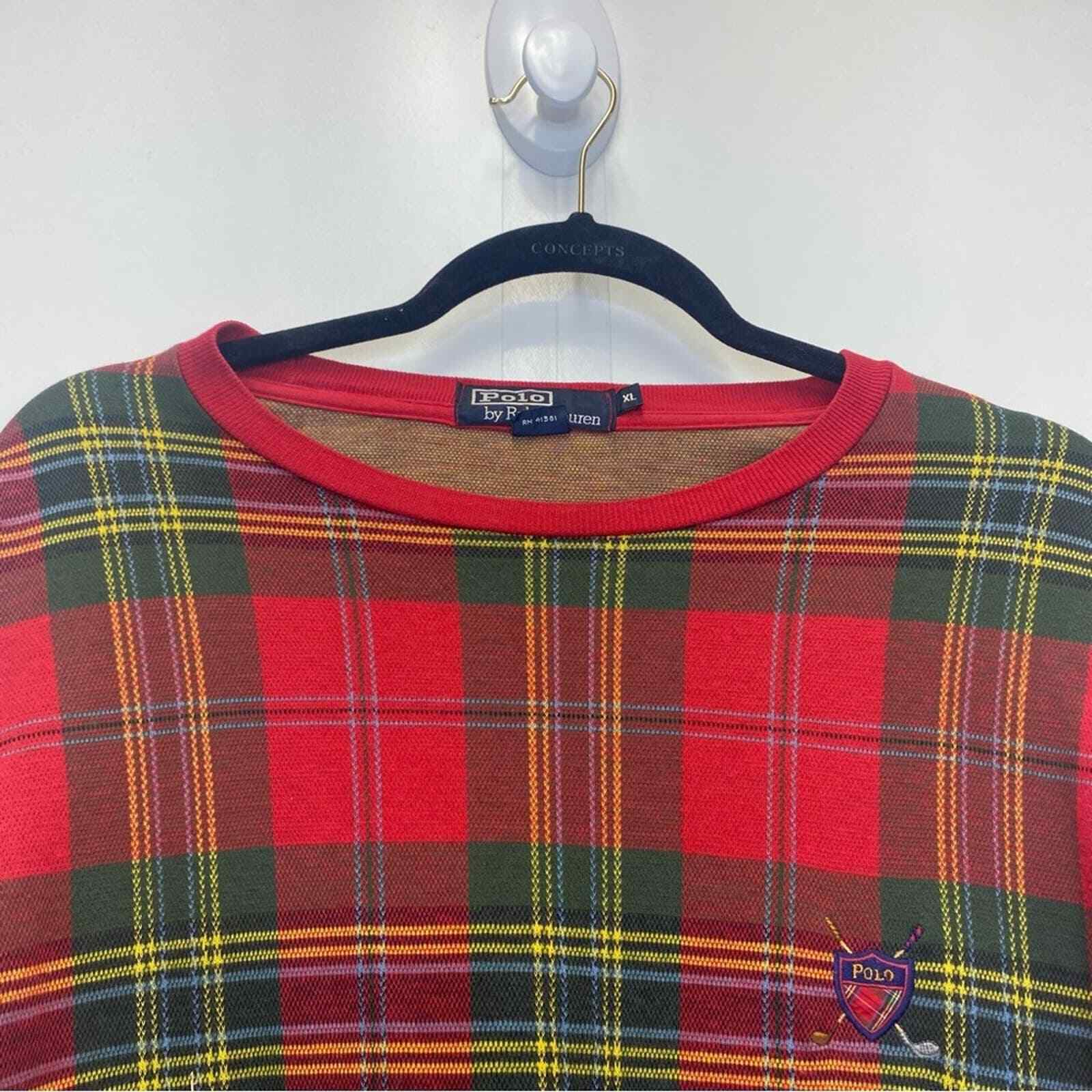 Polo by Ralph Lauren Rare Vintage Red Plaid Crewn… - image 4
