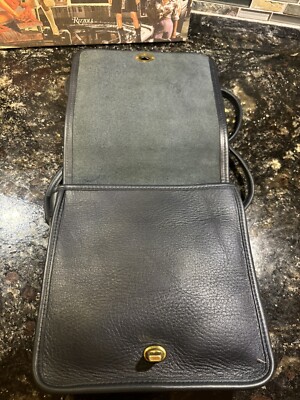 Vintage Coach COMPACT POUCH Glovetanned Leather 9620 Navy | eBay