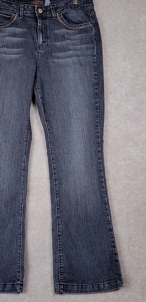 KIKIT Jeans Women's 10 Straight Black Charcoal Wash Embroidered Pockets Casual - Image 4 of 4