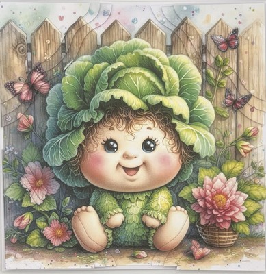 Selbstgemachte 3D Decoupage Karte personalisierbar Kohl Patch Kinder Babys süß 