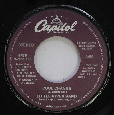 Rock 7'' 45 RPM Single Vinyl LITTLE RIVER BAND - Cool Change / Middle Man