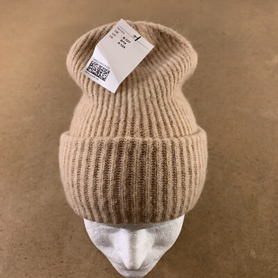 H&M Girls Size 8/14 Oatmeal Rib Knit Soft Cuffed Beanie NWT