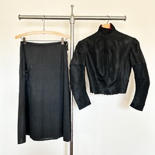 Antique Edwardian Black Silk Bodice And Cotton Underskirt Victorian Size Small