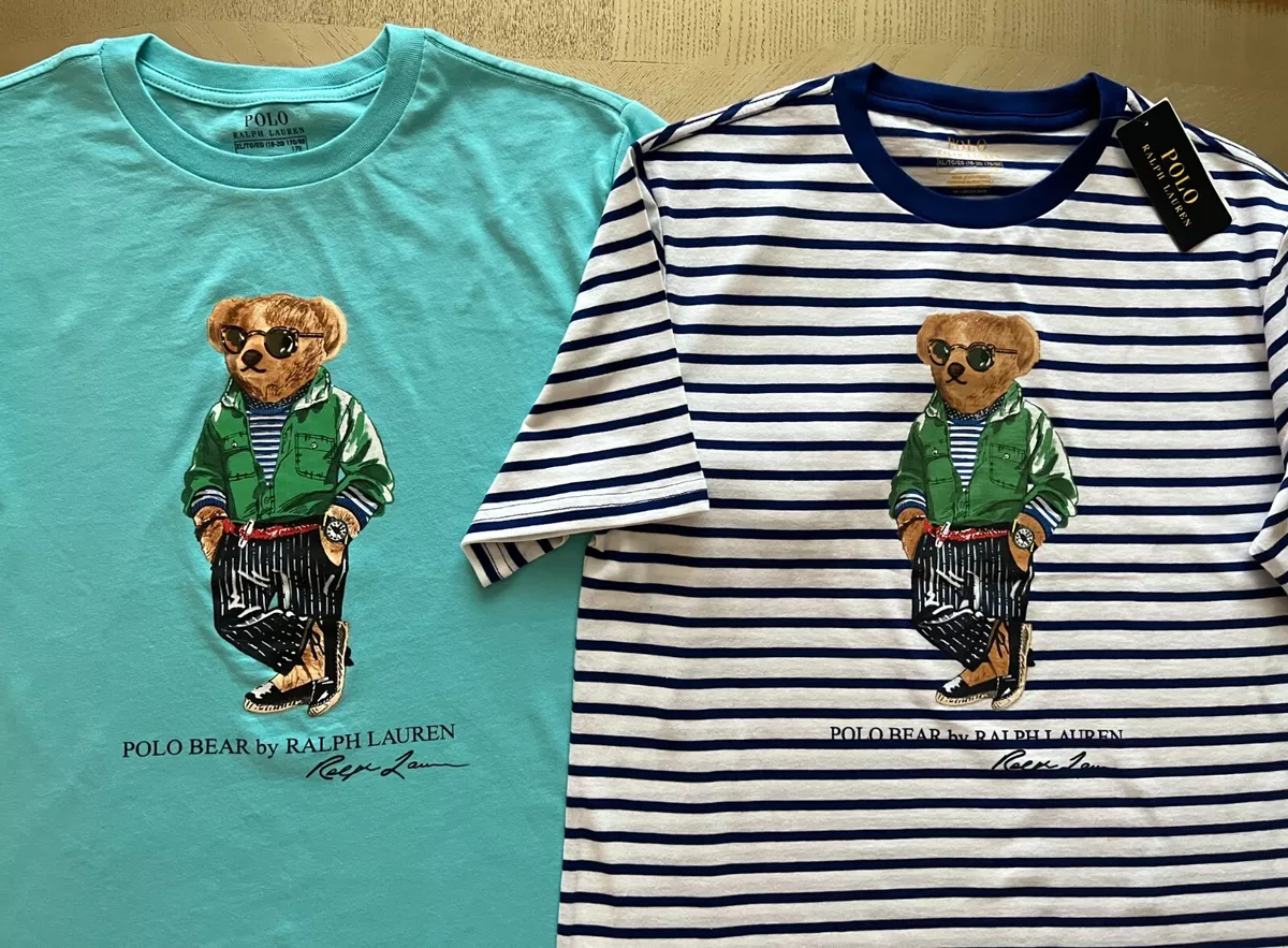 Regenerativ reservedele Overvåge Polo Ralph Lauren Striped Preppy Bear T-shirt XL(18-20 y.o youth) =men  M=women M | eBay