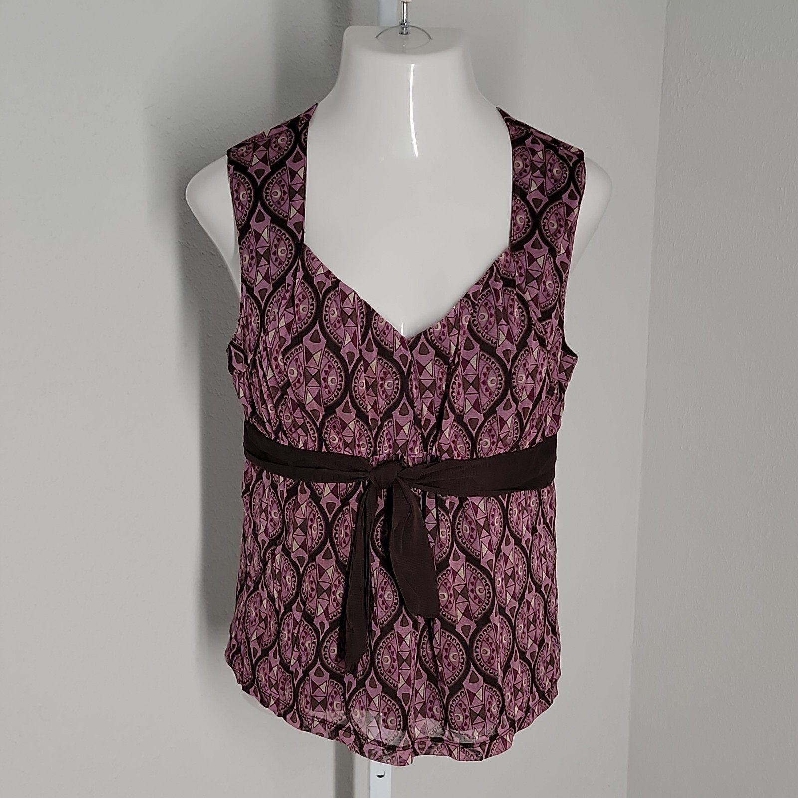 Cute Classy Sleeveless Blouse in Purple & Brown Size L by Apt.9  