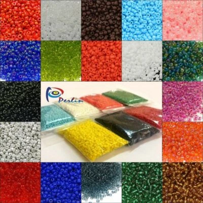 Rocailles Perlen 3mm Glasperlen 20g - 100g Ceylon Opak Silbereinzug Farbauswahl