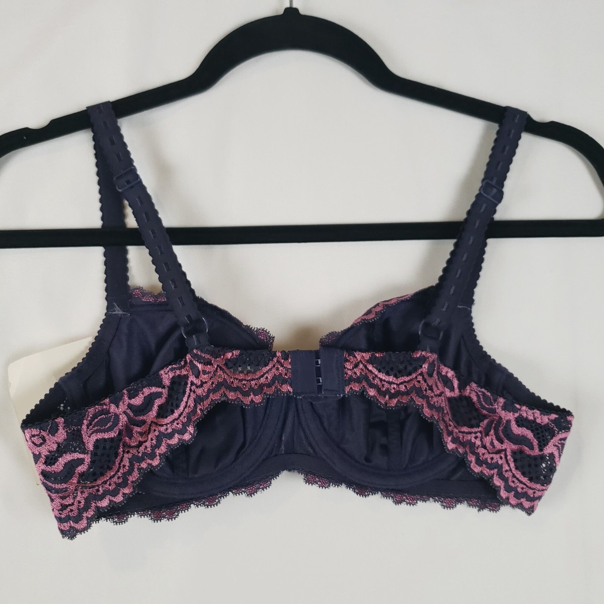 Vintage Belle Soiree Bra Womens 36A Lightly Lined Underwire Navy