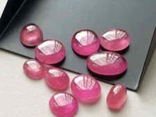 8-15mm Ruby Glass Filled Plain Cabochons, Oval Plain Ruby Flat Back
