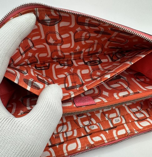 HERMÈS Silk In Azap Zip Around Long Wallet Pink Veau Epsom Leather stamp X Japan - Picture 13 of 17