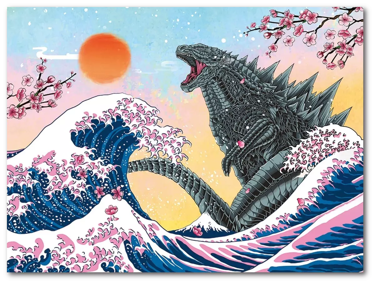 Japanese Godzilla 5D Diamond Painting Kit Wallpaper Square Round Drills DIY  Art