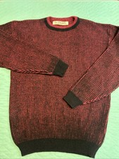 Vintage Men  s Le Tigre Preppy Red Black Round Neck Sweater Large EUC