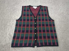 Vintage Croft & Barrow Sweater Vest Womens L Plaid Dark Academia Hong Kong