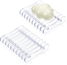 2 Pieces Plastic Bar Soap Holder Soap Tray Soap Saver Bar Dish Self Draining Soa