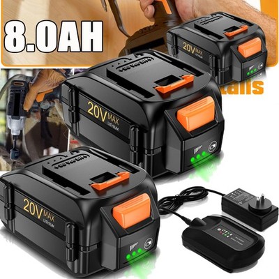 8.0 Ah For Worx 20V Max PowerShare Battery/Charger WA3575 WA3520 WA3675 WA3674