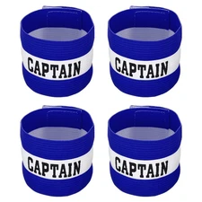 4Pack Captain's Armband Elastic Arm Band for Soccer Team Training Blue