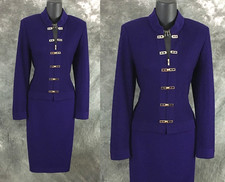 BEAUTIFUL St John collection knit purple jacket skirt suit size 4 6