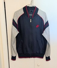 Vintage 80s Nike Blue Tag Track Jacket Mens Size M Navy Blue Grey Full Zip