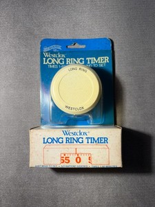 Vintage WESTCLOX Long Ring Kitchen Timer White 2.75 Inch No. 50081