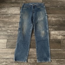VTG 90s DICKIES DISTRESSED BLUE CARPENTER DENIM JEANS PANTS SZ 32X30 STRAIGHT