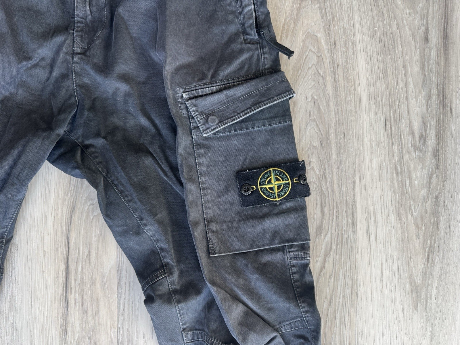 Stone Island Black Cargo Pants Drawstring Waist thumbnail 3
