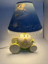 *READ* Some Damage - Disney Princess Cinderella Lamp W Light Up Carriage VTG