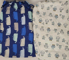 Cloud Island Fitted Crib Toddler Sheets Robots Whales Lot of 2 Cotton Blue