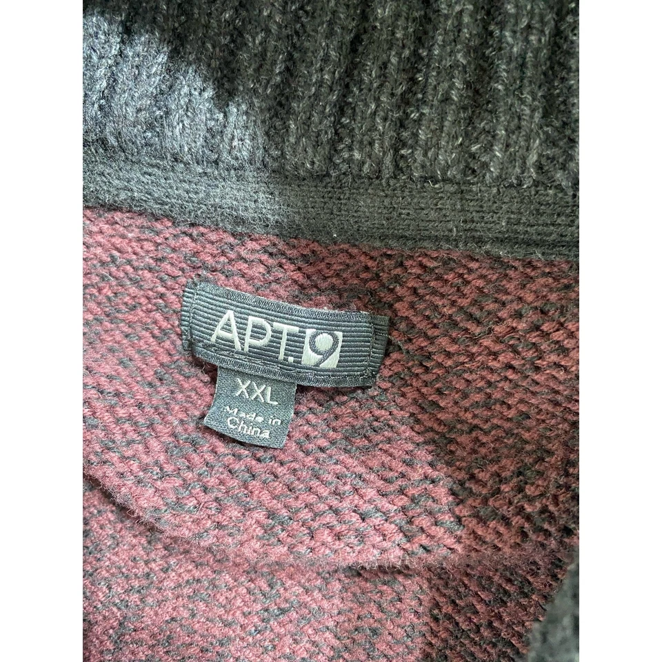 Suéter masculino Apt 9 tamanho XXL marrom preto martelado gola capuz - Imagem 3 de 4